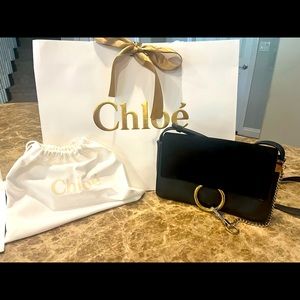 Chloe Faye Small Black Leather Shoulder Bag